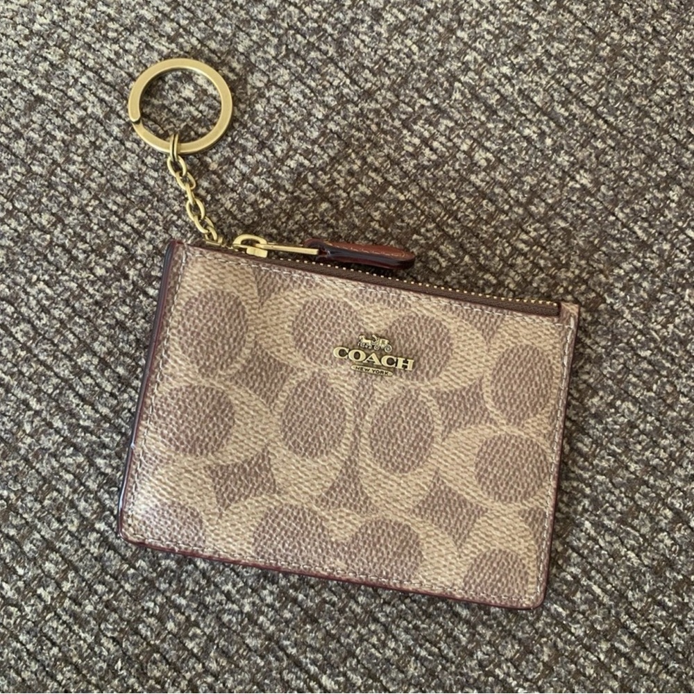 Coach Tan Signature Keychain Card Holder